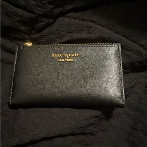 Kate Spade Black Card Holder with Gold Zipper